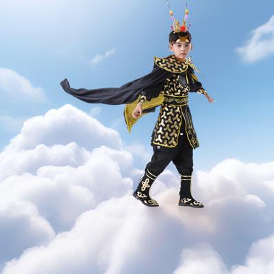 素奈夏成男儿童黑红锁子甲演出服