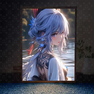 圆肾甘雨周边灯光画手办二次元摆件小夜灯卧室房间床头动漫装饰画