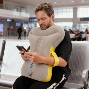 充气旅行枕长途飞机高铁睡眠神器坐车护颈椎便携折叠午休抱枕