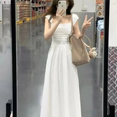 学院风减龄感连衣裙女2025年夏季新款设计感温柔风长裙子女装