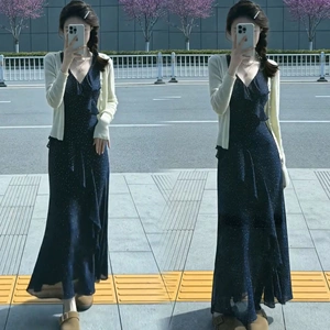 法式茶歇海边度假碎花连衣裙子两件套女2026新款夏季气质长裙套装