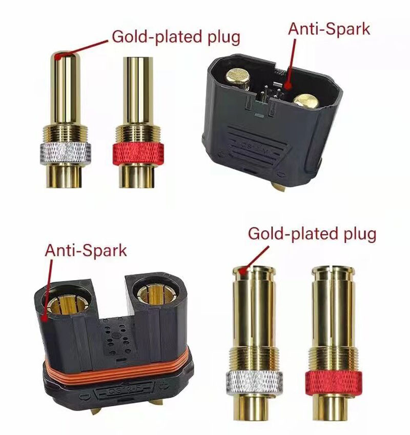 QS12-S防打火插头大电流植保无人机汽车电源航模耐高温公母