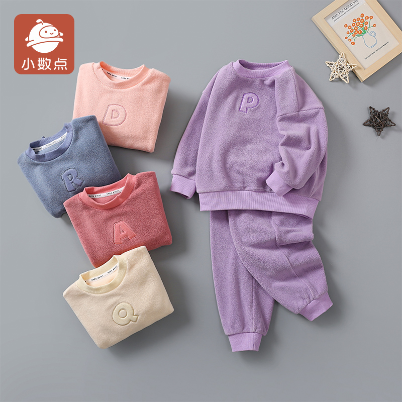 小数点秋冬儿童奥利绒家居套