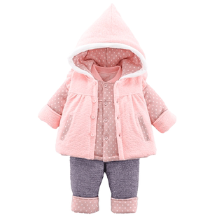 小数点童装儿童加厚三件套装男女加厚棉衣棉裤冬新款外套裤子