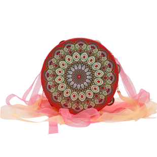 汉服民族拍照外景舞蹈道具铃鼓古风中国风唐宋敦煌风手鼓飘带流苏