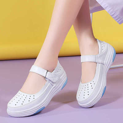 护士鞋医护鞋软底新款甜美魔术贴