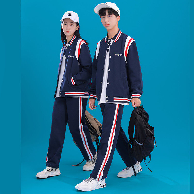 初中生小学生班服秋冬款棒球服三件套男生女生纯棉运动会校服套装