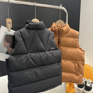 2024新款男大童羽绒马甲90白鸭绒青少年冬季学生装保暖背心亲子装