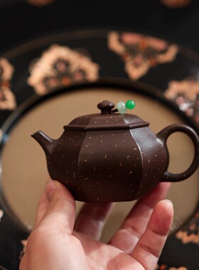 3.15出窑1只-120c老紫泥铺砂 六方雅趣方器 全手工紫砂壶