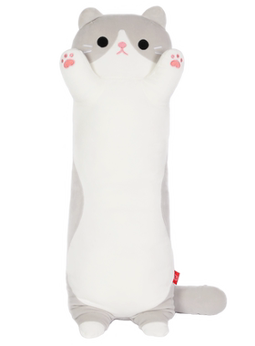 猫咪抱枕睡觉女生夹腿长条