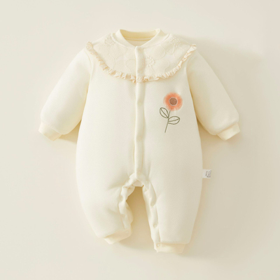 婴儿连体衣a类纯棉夹棉冬季女宝宝衣服哈衣加厚新生儿外出服180g