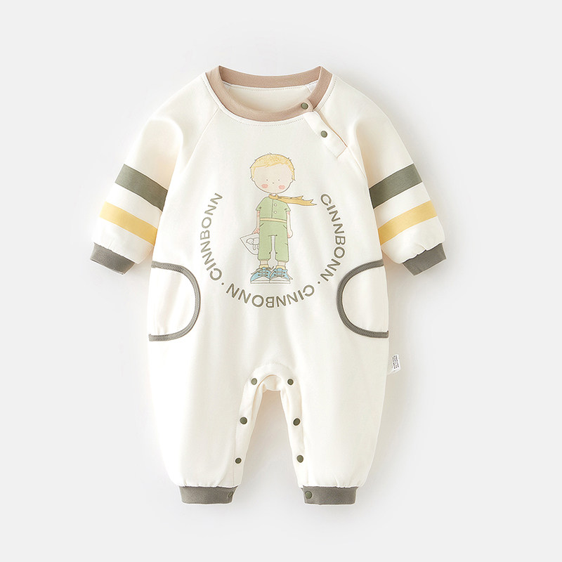 婴儿连体衣新生儿纯棉保暖爬服秋冬款40克薄棉外出服冬季加棉哈衣