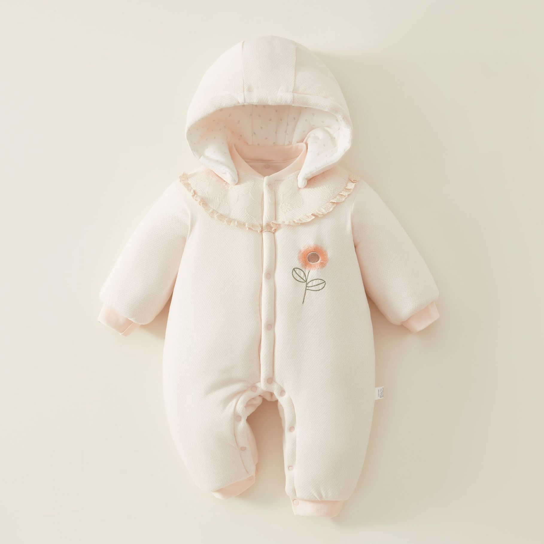 婴儿连体衣a类纯棉夹棉冬季女宝宝衣服哈衣加厚新生儿外出服300g