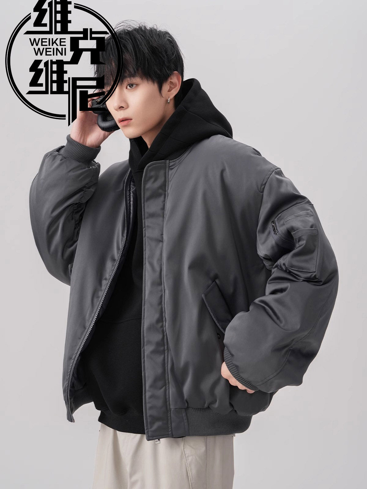 美式棉衣外套男冬季加厚保暖棒球服潮牌痞帅高级感宽松飞行员夹克