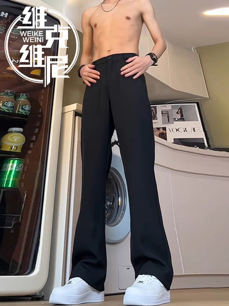 男裤2025夏季新潮流品牌帅气高端休闲西装裤直筒宽松弯刀靴型裤
