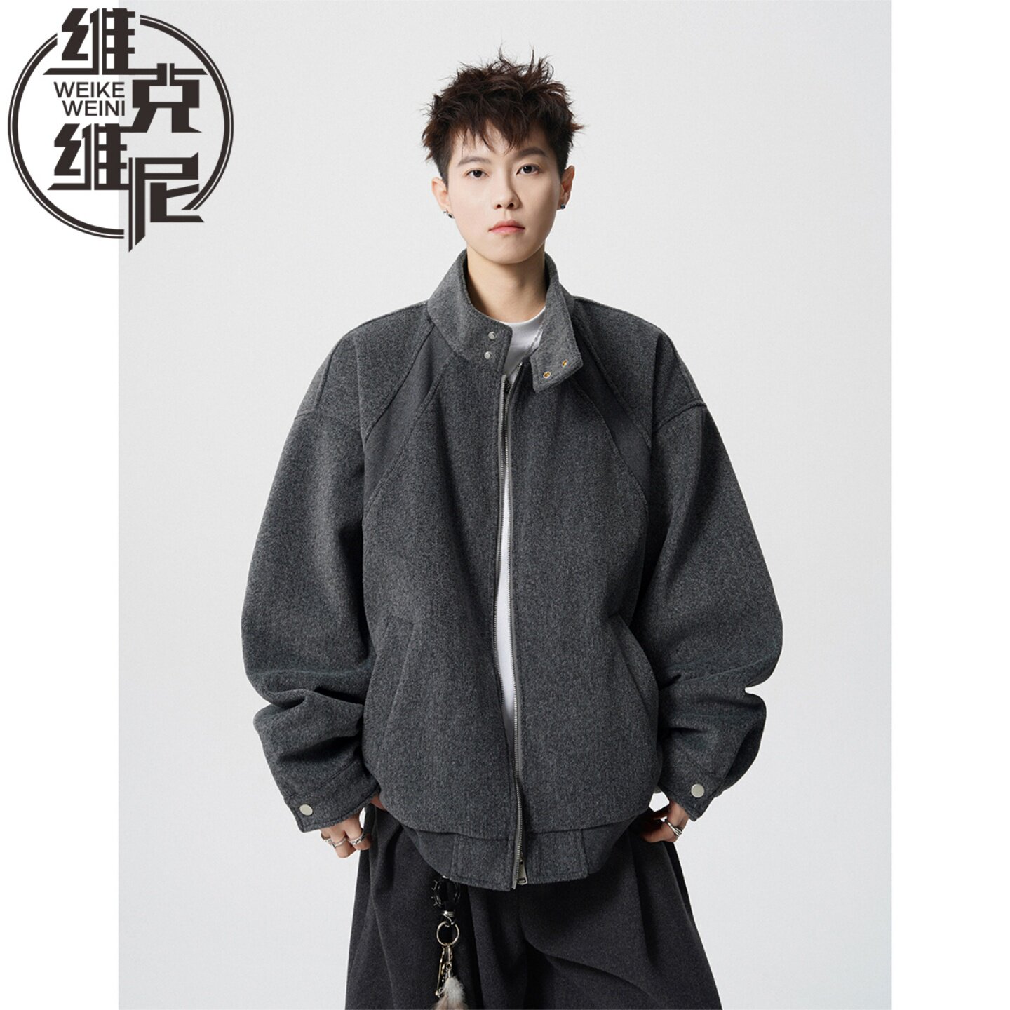 美式毛呢外套男士秋冬季新款潮牌潮流高级感宽松加厚短款呢子夹克