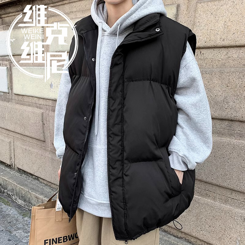 羽绒棉马甲外套男士2025年春秋新款潮牌痞帅大尺码宽松加厚坎肩背