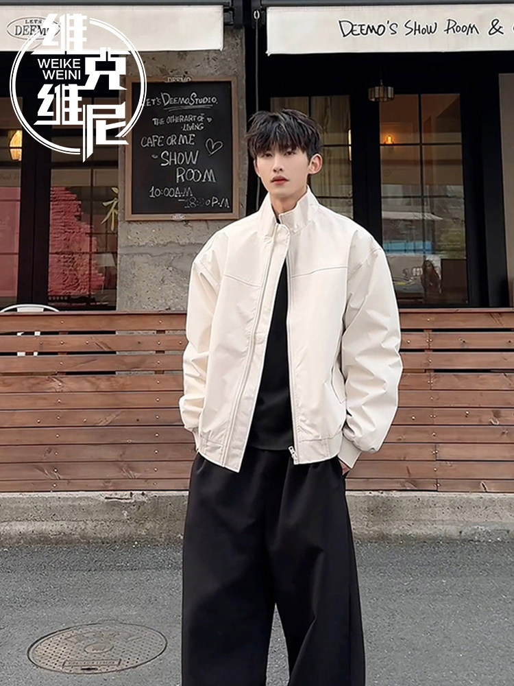 飞行员夹克男秋季高级感休闲工装外套美式潮牌痞帅宽松立领棒球服