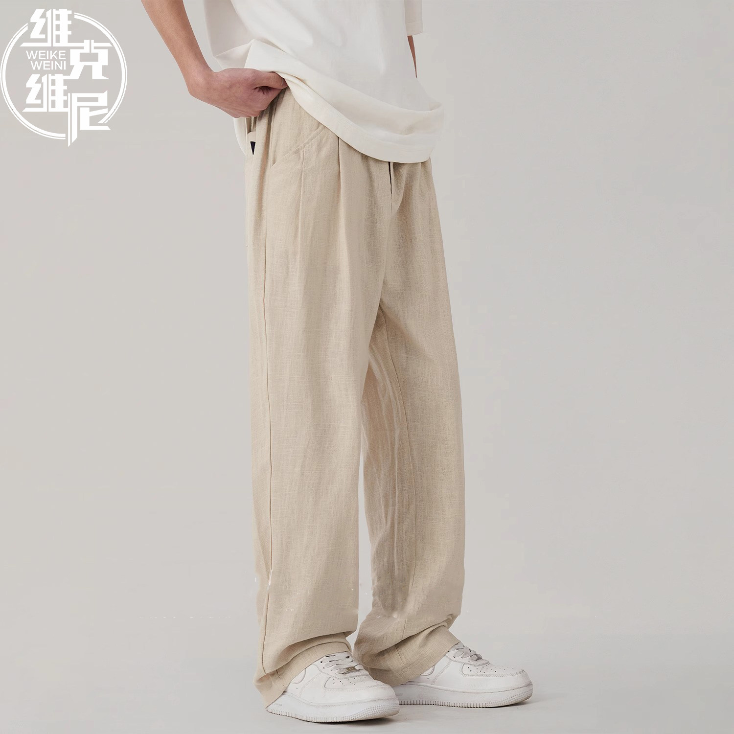 棉麻休闲裤男士2026夏季新款日系潮牌纯色简约宽松直筒垂感阔腿裤