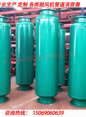 三叶罗茨鼓风机出口消音器过滤器 国标法兰DN200消声器高压风机