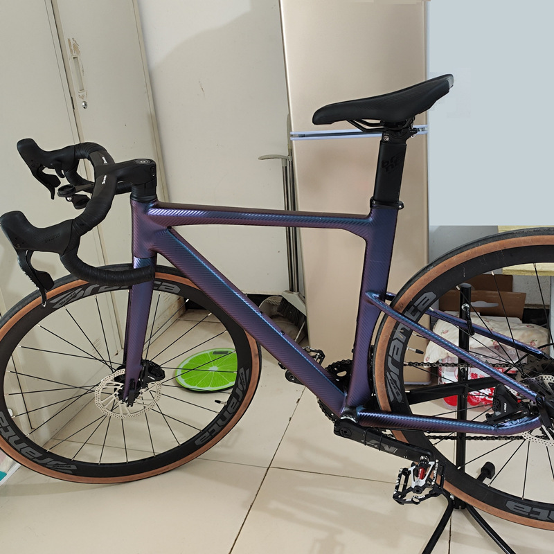 自行车变色龙贴纸 车碳纤黑改色膜 山地车亚光磨砂黑全车贴膜