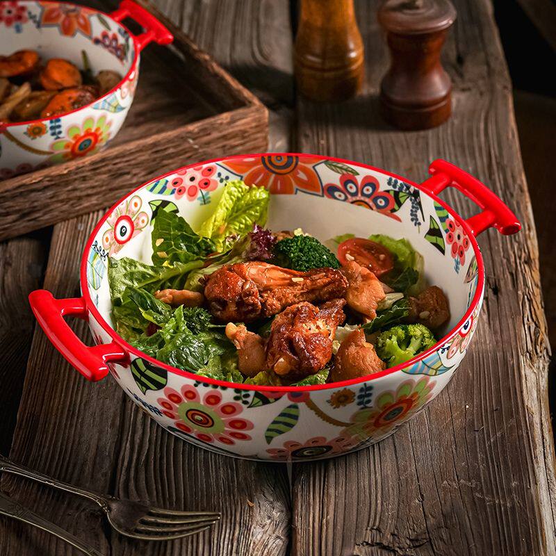 蝶恋花烤碗 芝士焗饭烤盘 烤碗家用 烘焙圆形防粘 微波炉烤箱专用