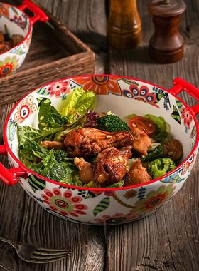 蝶恋花烤碗 芝士焗饭烤盘 烤碗家用 烘焙圆形防粘 微波炉烤箱专用