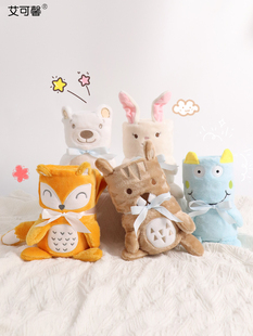 小毯子珊瑚绒卡通动物卷毯婴儿小盖毯午睡毯空调毯车用玩偶2025新