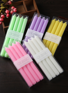 经典欧式无烟无味白色黑色杆蜡浪漫婚庆烛光晚餐多彩颜色直杆蜡烛