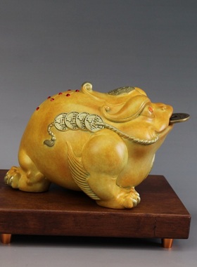 招财三足金蟾桌面铜工艺品摆件精品大号创意办公室家居玄关铜装饰