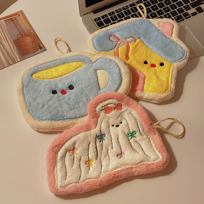 擦手巾挂式可爱毛巾厨房卫生间吸水加厚不掉毛家用儿童手帕高颜值