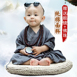 纯棉小和尚衣服少林寺武僧袍一休哥宝宝摄影服汉服悯农民夫锄禾服