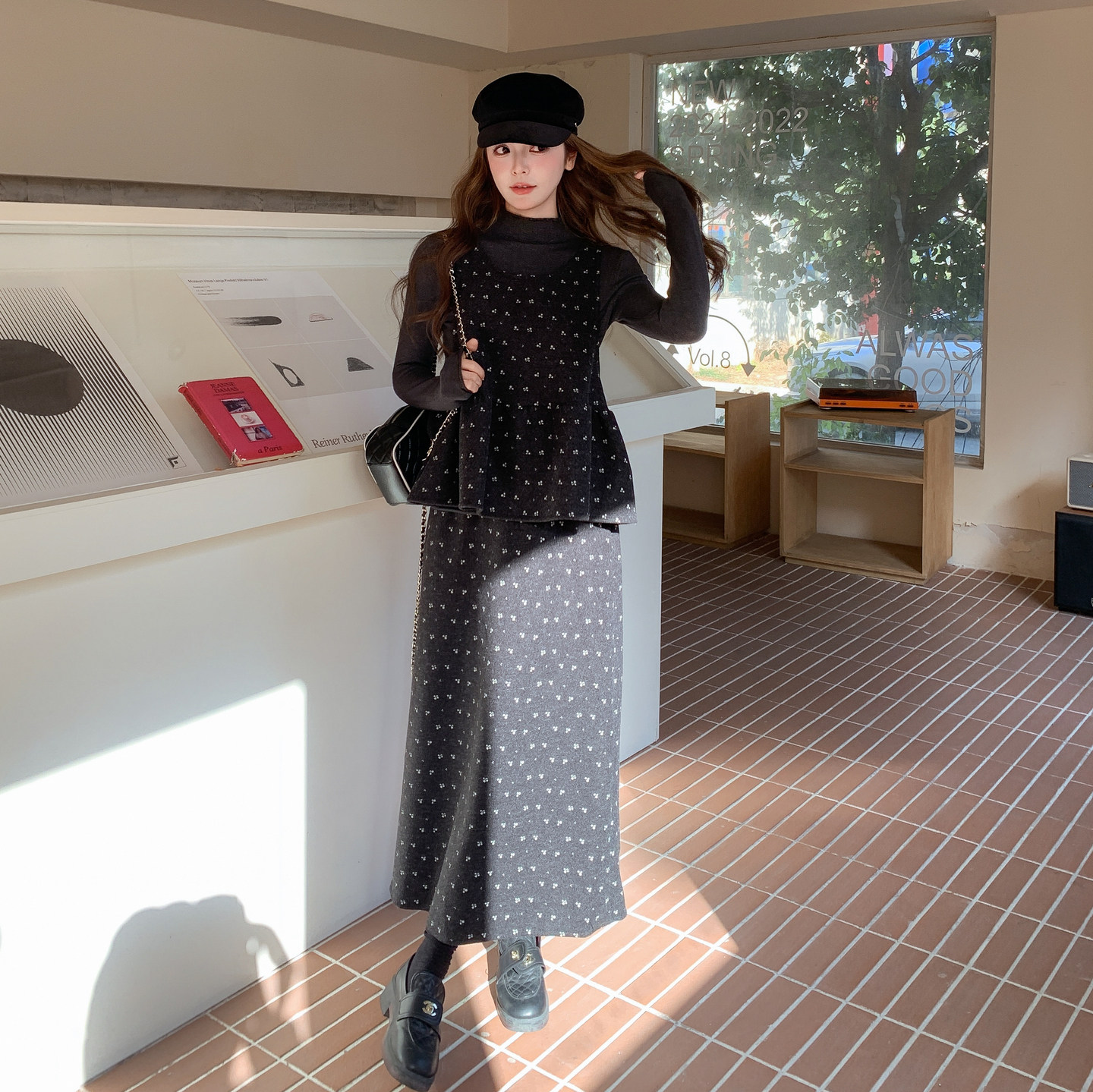 OneSession miu系春秋季毛呢套装碎花裙女千金感百搭打底衫三件套,女装/女士精品,时尚套装,淘宝优惠券,粉丝福利购,淘宝优惠卷