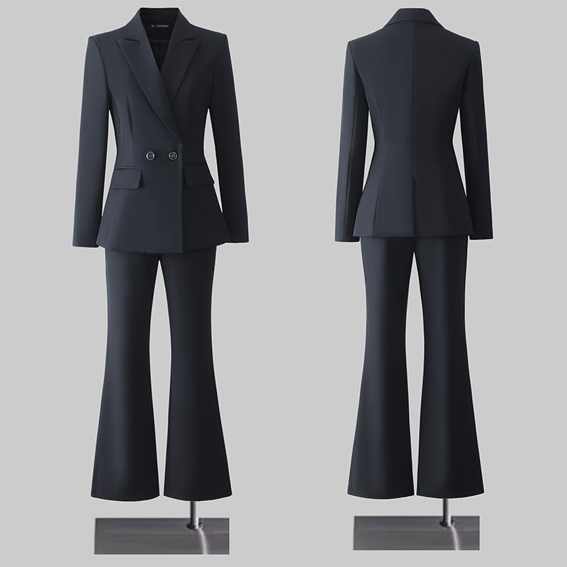 职业装西装套装女春秋大学生公考职场面试正装黑色西服外套工作服