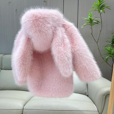 新款韩版连帽毛毛衣兔耳朵款