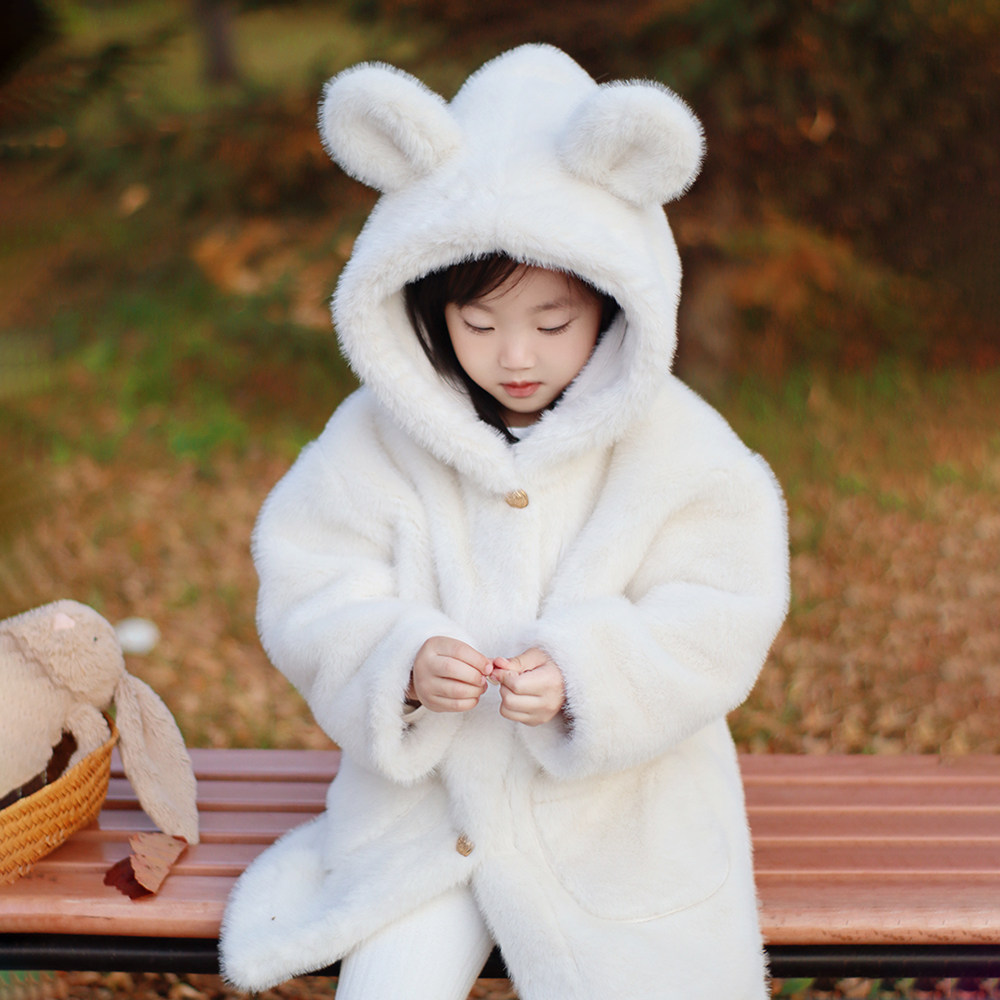 女童仿皮草毛毛大衣中大男童可爱小熊皮毛一体外套中长款2025秋冬,童装/婴儿装/亲子装,皮草/仿皮草,淘宝优惠券,粉丝福利购,淘宝优惠卷