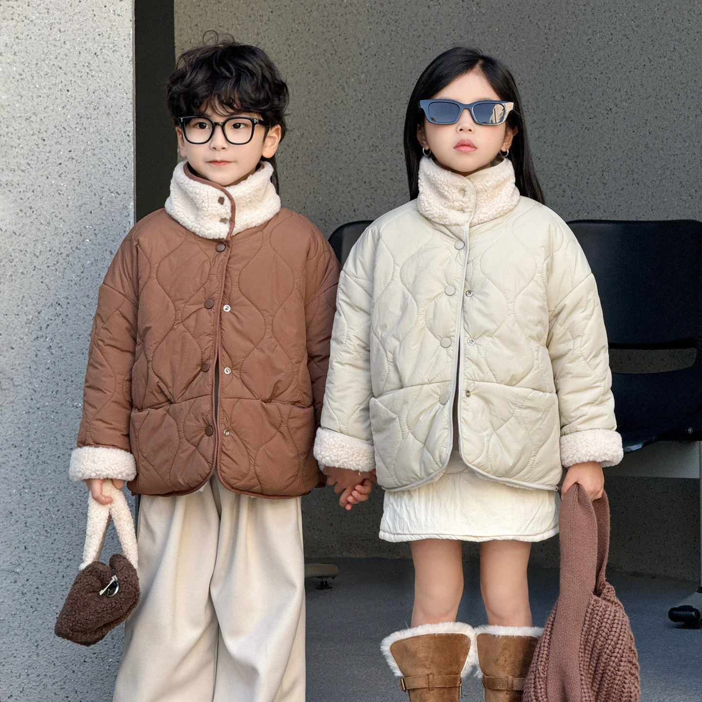 【清仓处理】儿童双面穿棉袄男女童两面穿摇粒绒外套加绒保暖棉衣