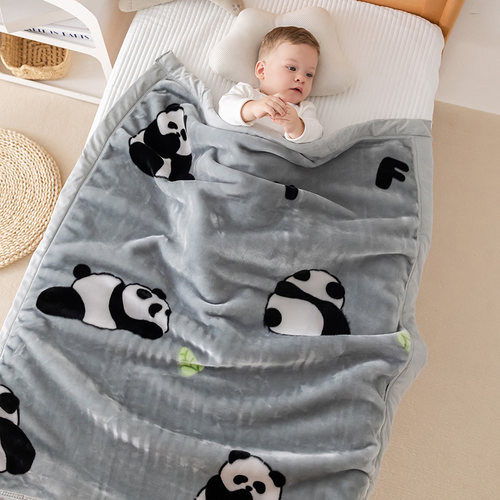 儿童拉舍尔毛毯双层加厚婴幼儿宝宝盖毯幼儿园学生午睡毯加绒床单