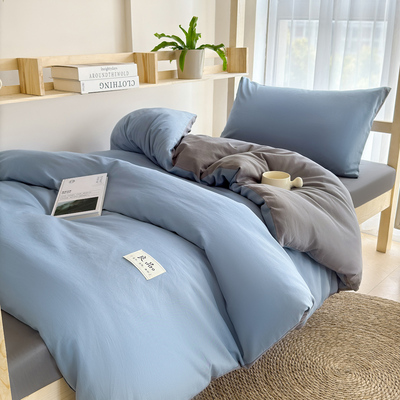 2025新款A类40支全棉13372纯棉良品风学生宿舍床上三件套可机水洗