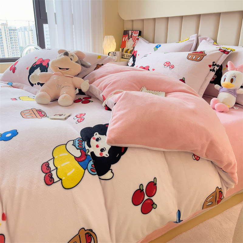A类卡通单件被套150x200x230cm牛奶珊瑚法兰绒被罩单品秋冬四件套
