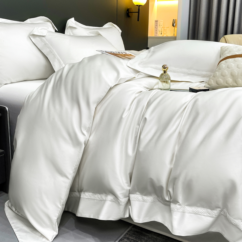 全棉纯棉长绒棉四件套纯色床单床笠被套宿舍家用套件床上用品四季