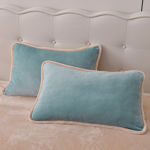 秋冬牛奶绒枕套一对装珊瑚绒