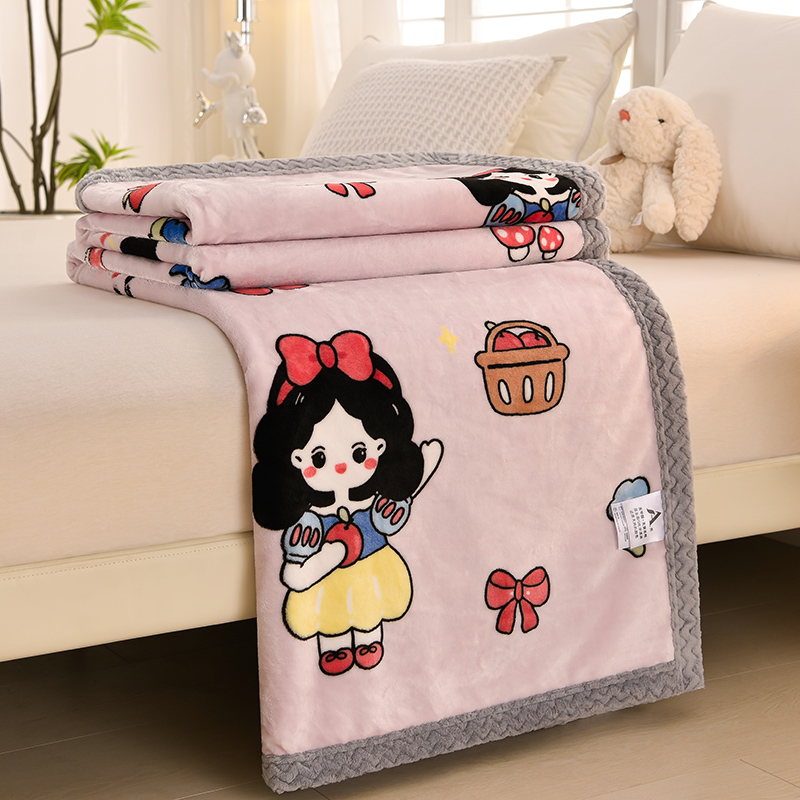 白雪公主卡通小被子儿童牛奶绒毛毯珊瑚绒女孩空调被盖毯加绒床单