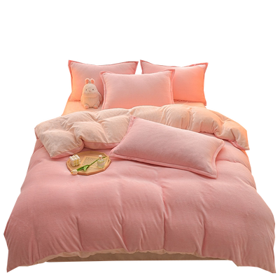 加厚牛奶绒四件套珊瑚床单