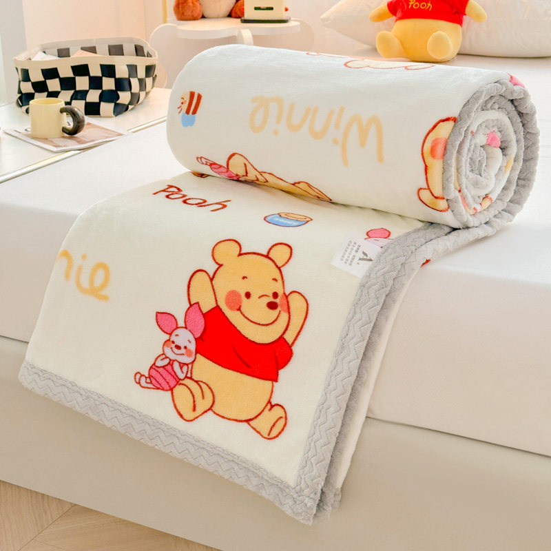 儿童牛奶绒毛毯加厚婴幼儿卡通盖毯空调毯小熊维尼午休小被子床单