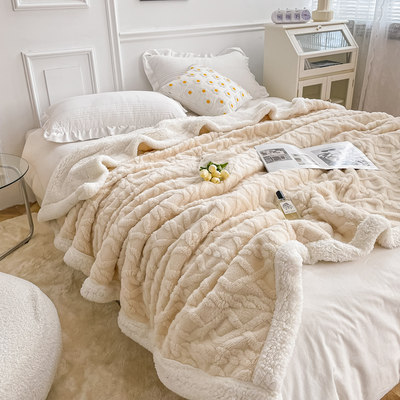 纯色羊羔绒毛毯冬季加厚保暖双层珊瑚绒塔芙绒午睡小毯子沙发盖毯