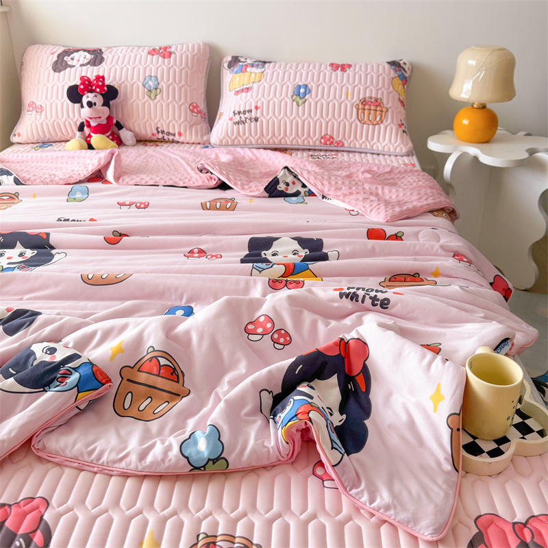 卡通凉感乳胶凉席夏被四件套可机水洗空调被冰丝席儿童夏季床品