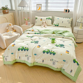 卡通双层纱夏被夏凉被空调被夏季 儿童可水洗薄被子单双人大豆被芯