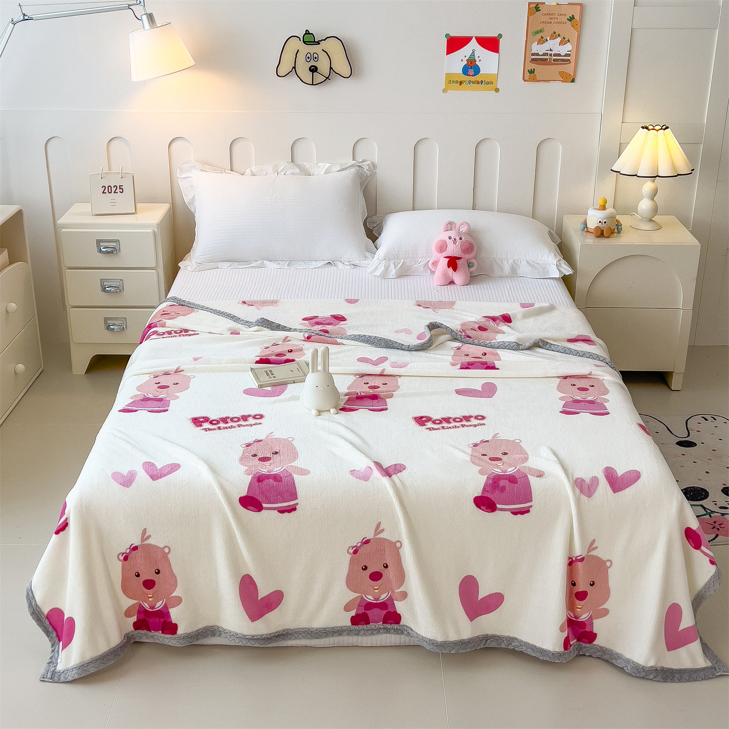 卡通加厚牛奶绒毛毯儿童幼儿园午睡毯冬季保暖学生空调毯加绒床单