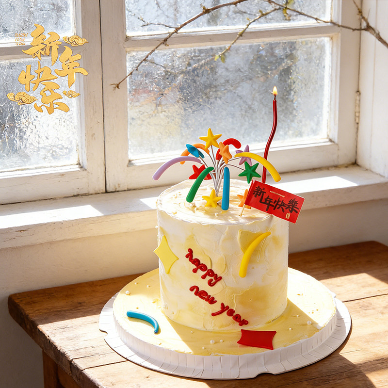 2026新年快乐蛋糕装饰插旗软胶彩色礼花元旦跨年甜品装扮插件配件,节庆用品/礼品,节日装扮用品,淘宝优惠券,粉丝福利购,淘宝优惠卷